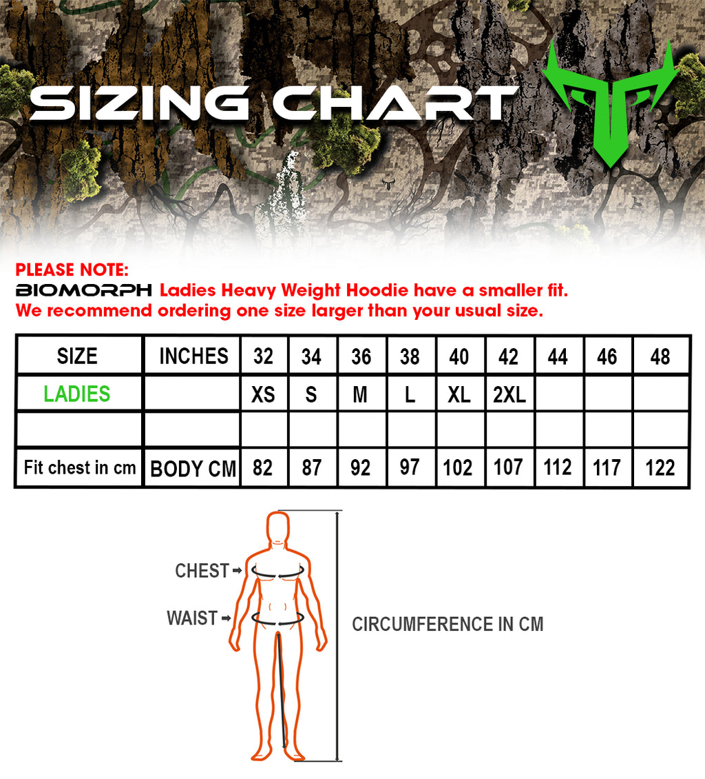 BIOMORPH Ladies Camo Heavyweight Hoodie