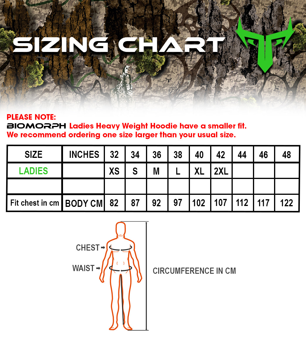 BIOMORPH Ladies Camo Heavyweight Hoodie